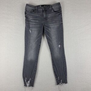 Kut From The Kloth Jeans Womens 10 Connie High Rise Distress Fray Dark Gray Wash